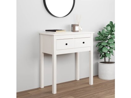vidaXL Konzolový stolík biely 70x35x75 cm masívne borovicové drevo