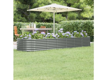 vidaXL Vyvýšený záhradný záhon práškovaná oceľ 296x80x36 cm sivý