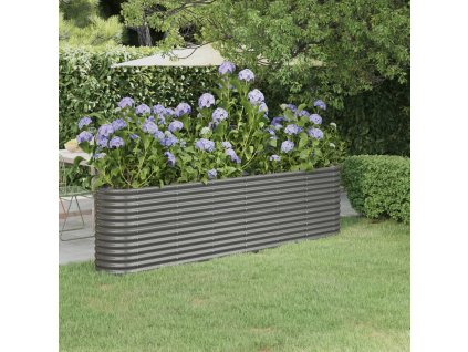 vidaXL Vyvýšený záhradný záhon práškovaná oceľ 260x40x68 cm sivý