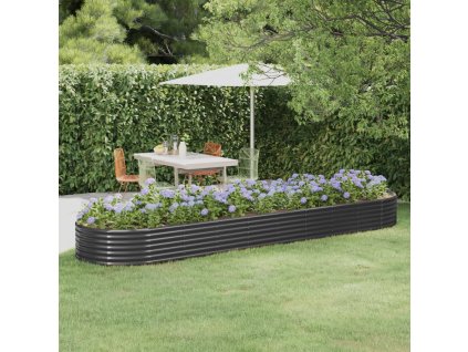 vidaXL Vyvýšený záhradný záhon práškovaná oceľ 396x100x36 cm antracit