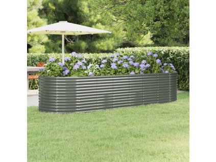 vidaXL Vyvýšený záhradný záhon práškovaná oceľ 322x100x68 cm sivý