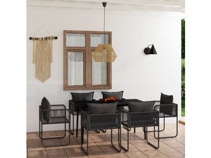 vidaXL 7-dielna záhradná jedálenská súprava čierna