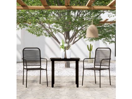 vidaXL 3-dielna záhradná jedálenská súprava čierna