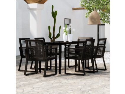 vidaXL 7-dielna záhradná jedálenská súprava čierna