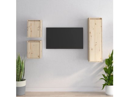vidaXL TV skrinky 3 ks masívna borovica