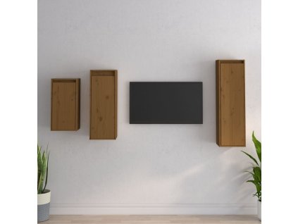 vidaXL TV skrinky 3 ks medovo-hnedá masívna borovica