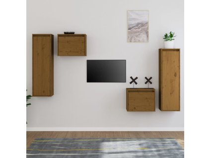 vidaXL TV skrinky 4 ks medovo-hnedé masívna borovica