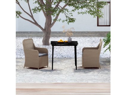 vidaXL 3-dielna záhradná jedálenská súprava s podložkami, hnedá