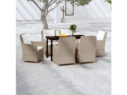 vidaXL 7-dielna záhradná jedálenská súprava hnedá