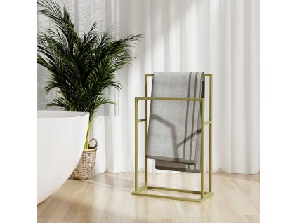 vidaXL Voľne stojaci stojan na uteráky zlatý 48x24x78,5 cm železo