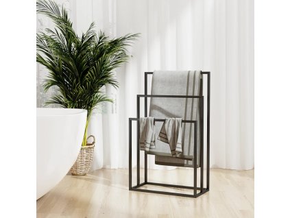 vidaXL Voľne stojaci stojan na uteráky čierny 48x24x79 cm železo