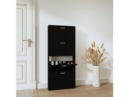 vidaXL Botník čierny 59x17x150 cm spracované drevo