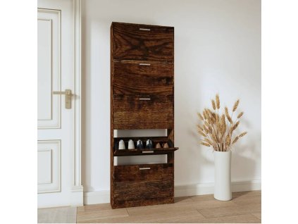 vidaXL Botník dymový dub 59x17x169 cm spracované drevo