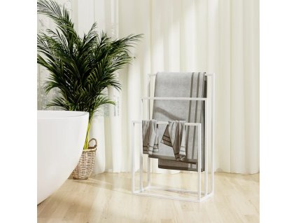 vidaXL Voľne stojaci stojan na uteráky biely 48x24x79 cm železo