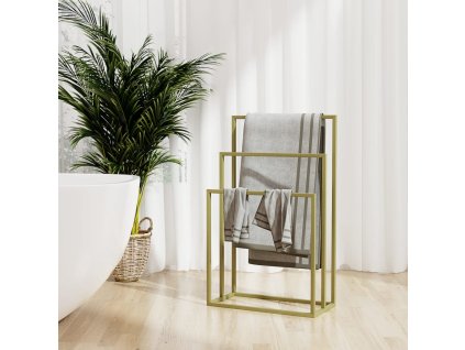 vidaXL Voľne stojaci stojan na uteráky zlatý 48x24x79 cm železo