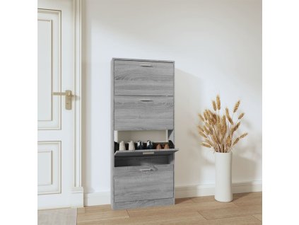 vidaXL Botník Sivý dub sonoma 59x17x150 cm spracované drevo