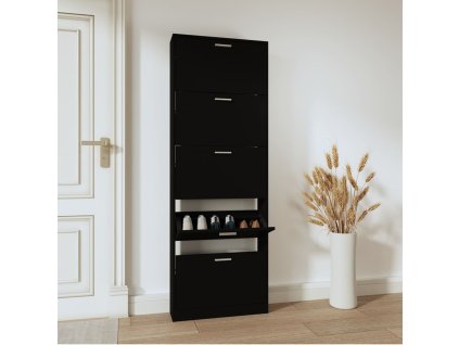 vidaXL Botník čierny 59x17x169 cm spracované drevo