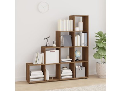 vidaXL Knižnica v tvare schodov hnedý dub 142 cm spracované drevo