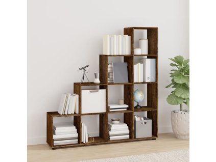 vidaXL Knižnica v tvare schodov dymový dub 142 cm spracované drevo