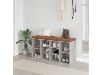 vidaXL Lavica na topánky betónová sivá 103x30x48 cm spracované drevo