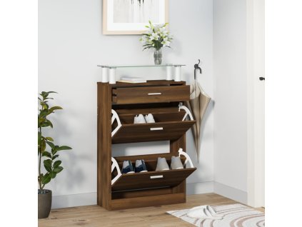 vidaXL Botník hnedý dub 63x24x104 cm spracované drevo