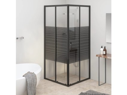 vidaXL Pruhovaný sprchový kút ESG 80x80x180 cm čierny