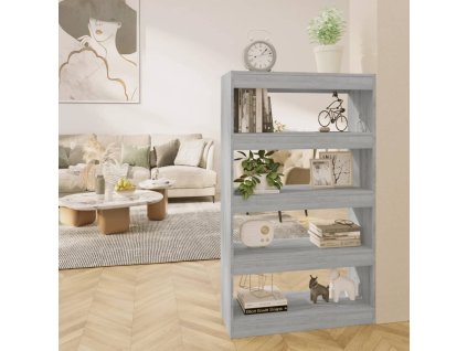 vidaXL Knižnica/deliaca stena sivá sonoma 80x30x135cm kompozitné drevo