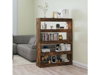 vidaXL Knižnica/deliaca stena údený dub 100x30x135 cm
