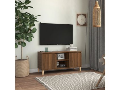 vidaXL TV stolík nohy z dreva hnedý dub 103,5x35x50 cm