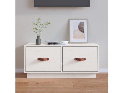 vidaXL TV skrinka biela 80x34x35 cm masívna borovica