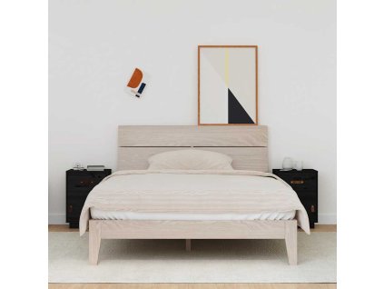 vidaXL Nočné stolíky 2 ks čierne 40x34x55 cm borovicový masív