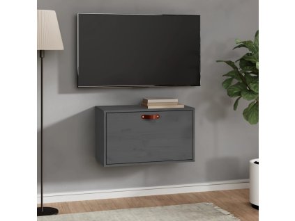 vidaXL Nástenná skrinka sivá 60x30x35 cm masívna borovica