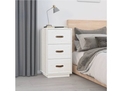 vidaXL Nočný stolík biely 40x40x75 cm masívne borovicové drevo