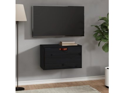 vidaXL Nástenná skrinka čierna 60x30x35 cm masívna borovica