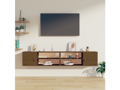 vidaXL Nástenné skrinky 2 ks medovohnedé 80x30x30 cm masívna borovica