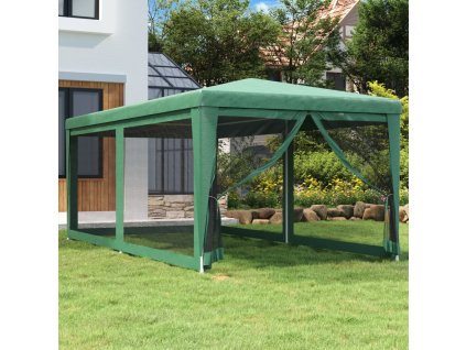 vidaXL Párty stan so 6 sieťkovanými bočnými stenami zelený 3x6 m HDPE