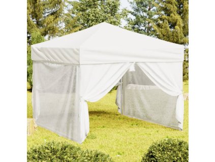 vidaXL Skladací párty stan s bočnicami biely 3x3 m