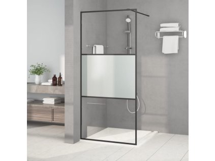 vidaXL Sprchová zástena čierna 90x195 cm polopriehľadné ESG sklo