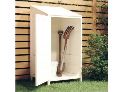 vidaXL Záhradná kôlňa biela 55x52x112 cm masívne jedľové drevo