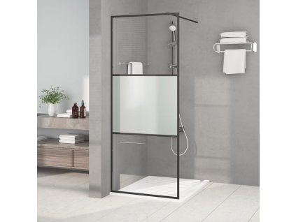 vidaXL Sprchová zástena čierna 80x195 cm polopriehľadné ESG sklo