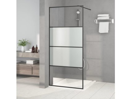 vidaXL Sprchová zástena čierna 90x195 cm polopriehľadné ESG sklo