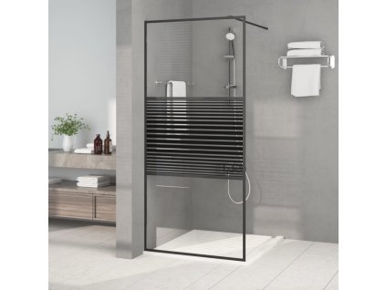 vidaXL Sprchová zástena čierna 90x195 cm priehľadné ESG sklo