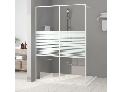 vidaXL Sprchová zástena biela 140x195 cm priehľadné ESG sklo