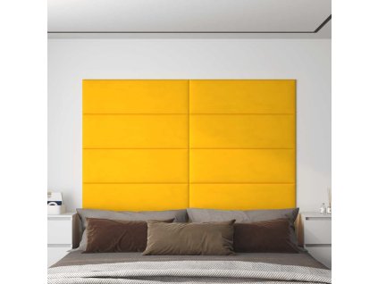 vidaXL Nástenné panely 12 ks žlté 90x30 cm zamat 3,24 m²