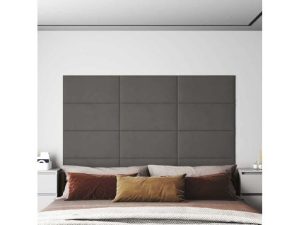 vidaXL Nástenné panely 12 ks tmavosivé 60x30 cm zamat 2,16 m²
