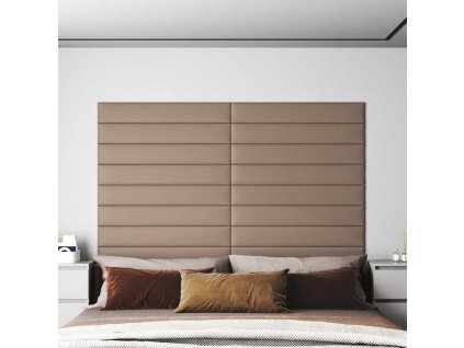vidaXL Nástenné panely 12 ks kapučínové 90x15 cm umelá koža 1,62 m²