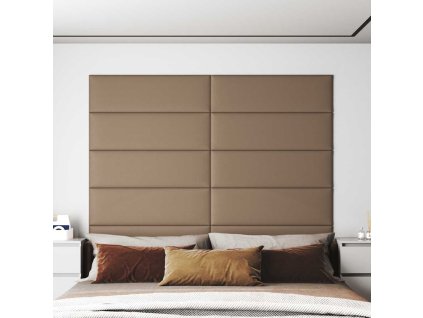 vidaXL Nástenné panely 12 ks kapučínové 90x30 cm umelá koža 3,24 m²