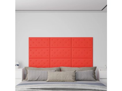 vidaXL Nástenné panely 12 ks červené 60x30 cm umelá koža 2,16 m²