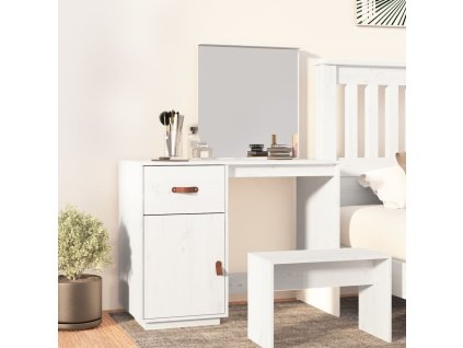 vidaXL Toaletný stolík biely 95x50x134 cm masívne borovicové drevo