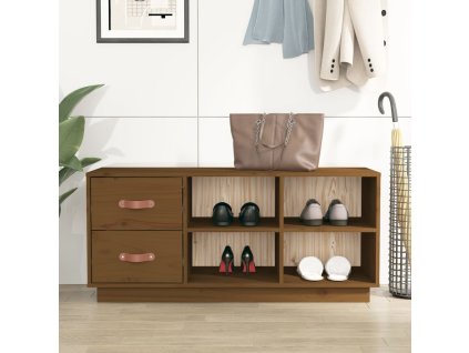 vidaXL Lavica na topánky medovohnedá 100x34x45 cm masívna borovica